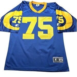 Vintage Starter St‎ Louis Rams D'Marco Farr 75 Jersey Blue Yellow Mens 48 L
